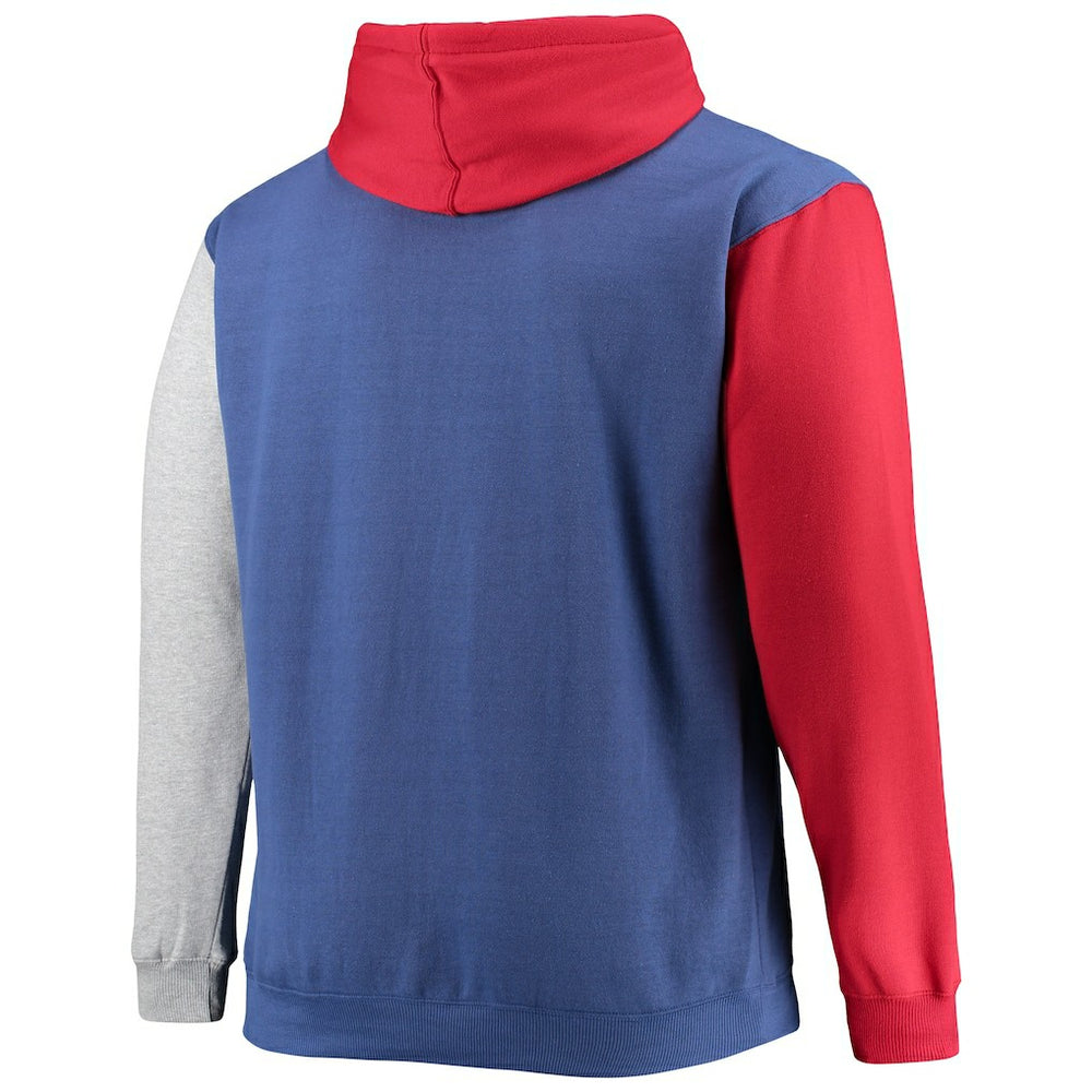 Philadelphia 76ers Big & Tall Double Contrast Pullover Hoodie Royal/Red | Fanatics