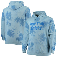 New York Knicks Big & Tall Wordmark Cloud Dye Pullover Hoodie Blue | Fanatics US