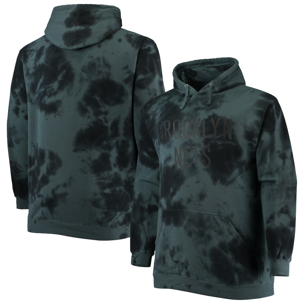 Brooklyn Nets Big & Tall Wordmark Cloud Dye Pullover Hoodie Black | Fanatics discount