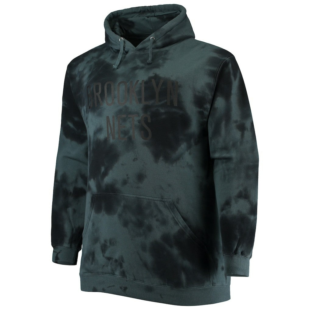 Brooklyn Nets Big & Tall Wordmark Cloud Dye Pullover Hoodie Black | Fanatics discount