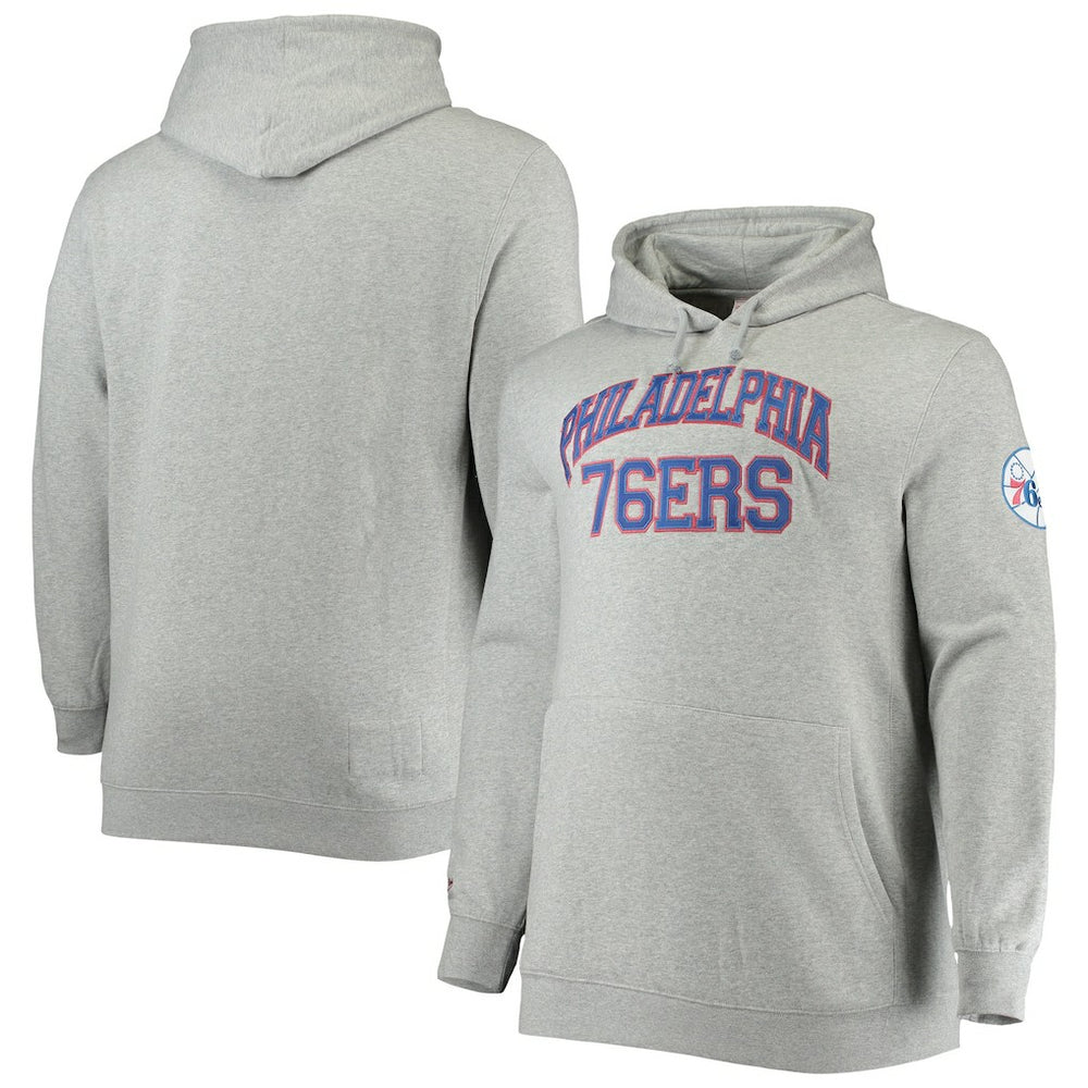 Philadelphia 76ers Hardwood Classics Big & Tall Throwback Pullover Hoodie Heathered Gray | Mitchell & Ness discount