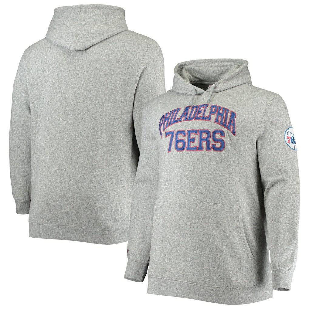 Philadelphia 76ers Hardwood Classics Big & Tall Throwback Pullover Hoodie Heathered Gray | Mitchell & Ness discount