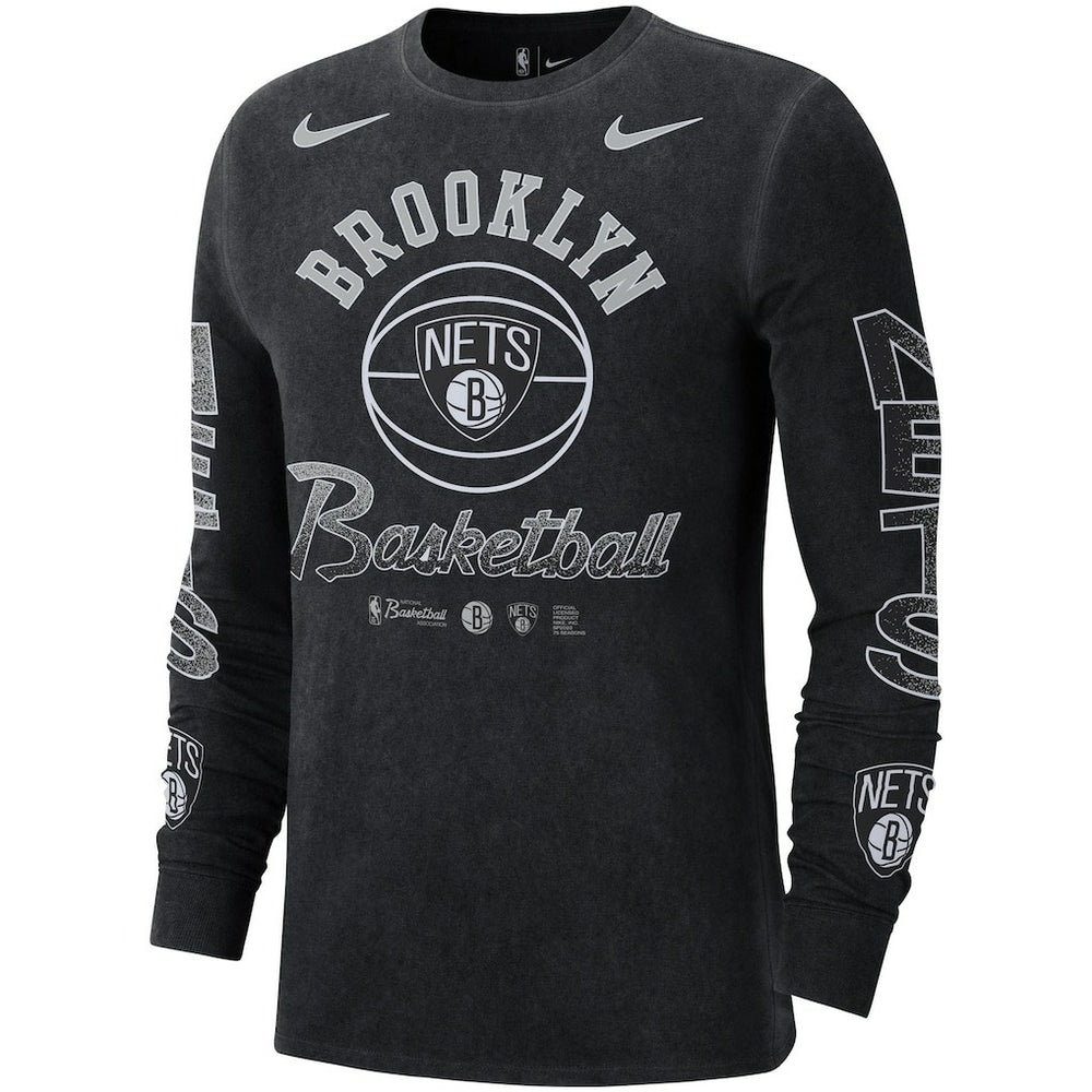 Brooklyn Nets Courtside Retro Elevated Long Sleeve T-Shirt Black | Nike for sale