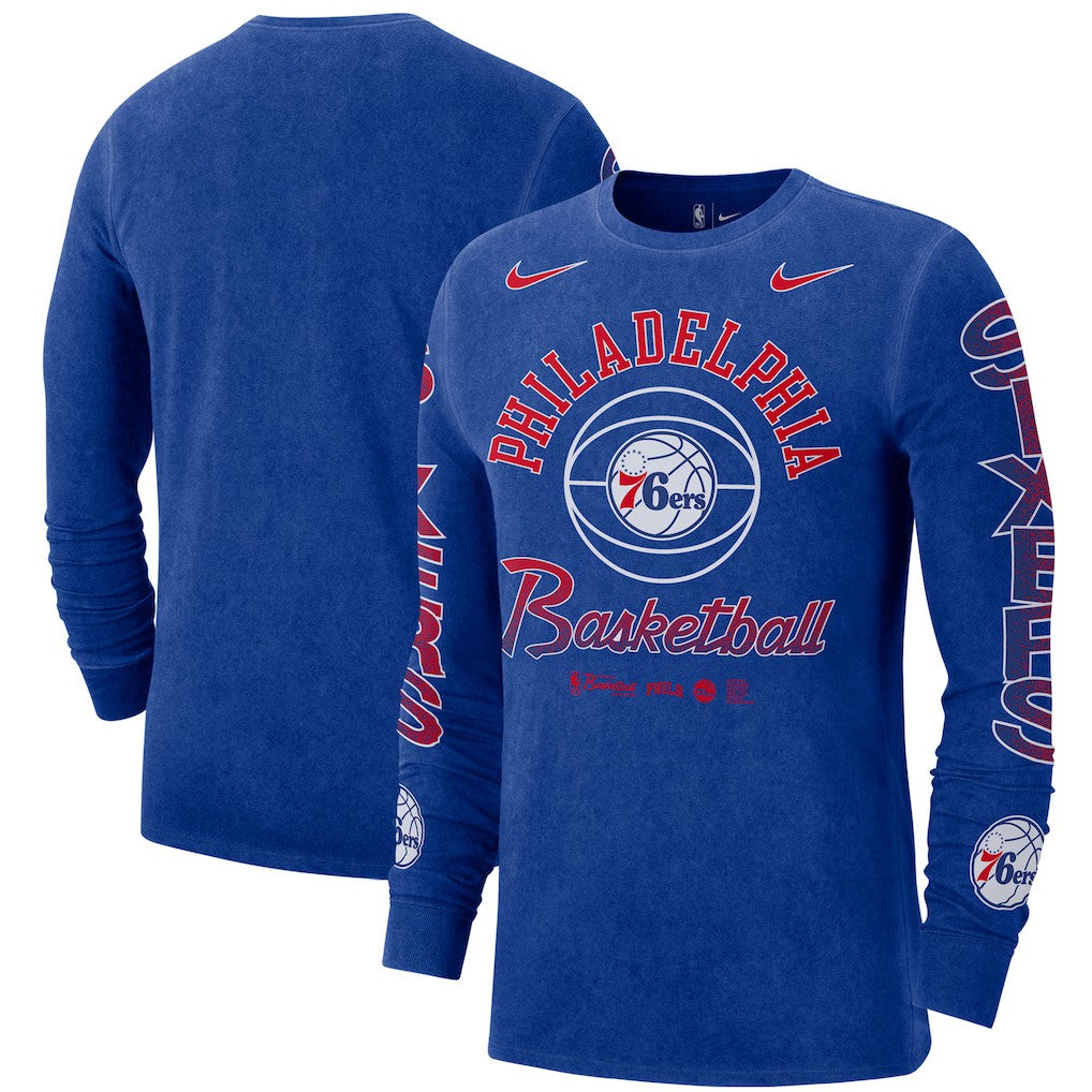 Philadelphia 76ers Courtside Retro Elevated Long Sleeve T-Shirt Royal | Nike for sale