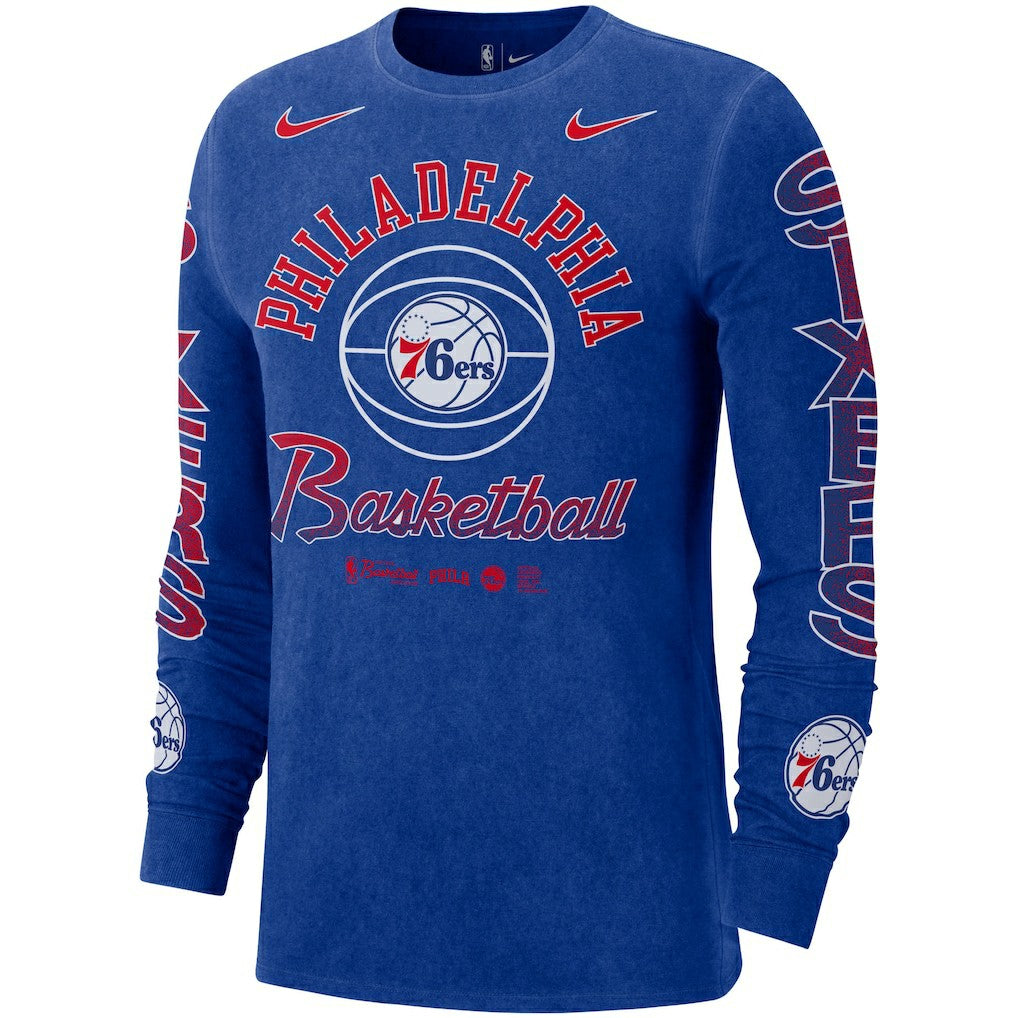 Philadelphia 76ers Courtside Retro Elevated Long Sleeve T-Shirt Royal | Nike for sale