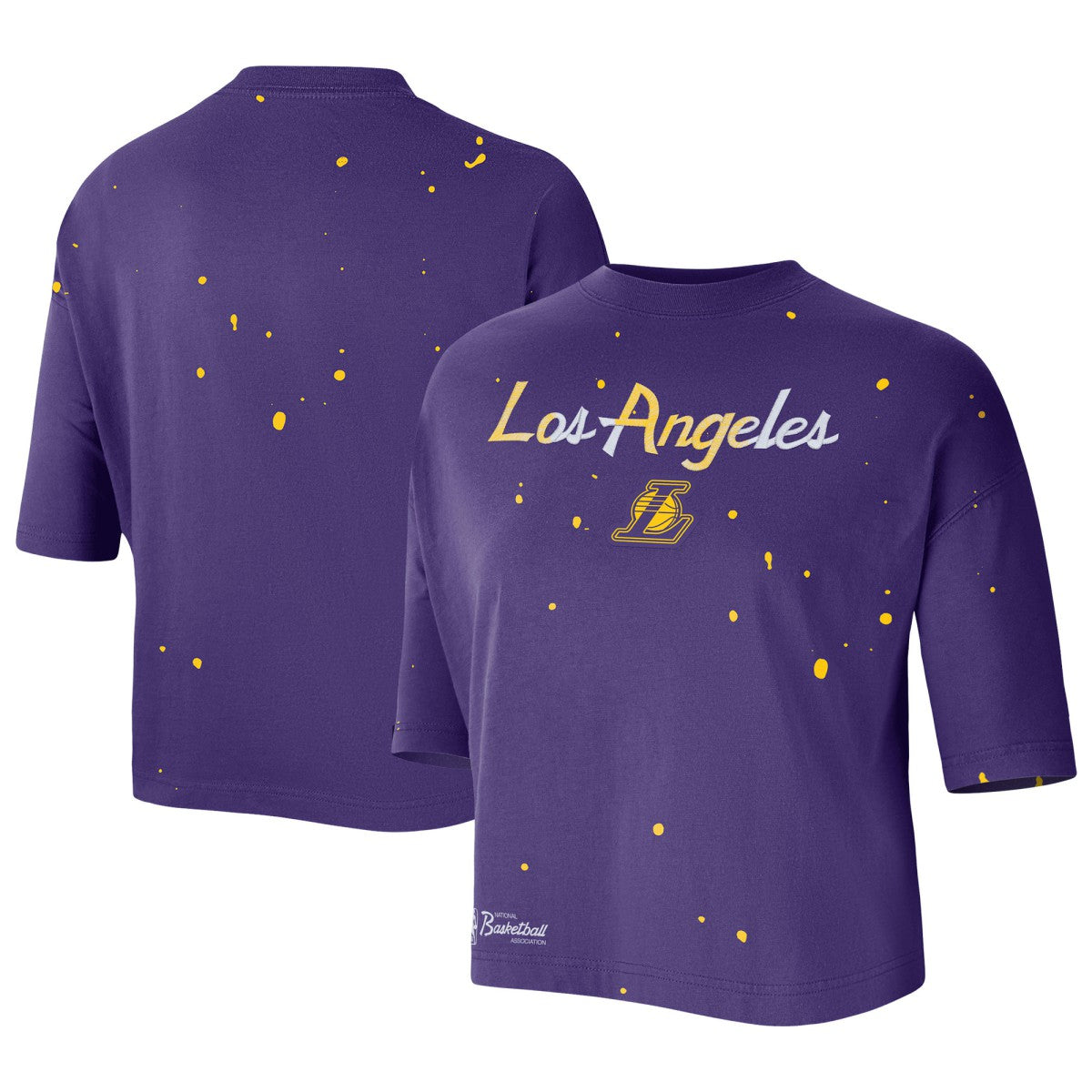 Los Angeles Lakers Women's Courtside Splatter Cropped T-Shirt Purple | Nike