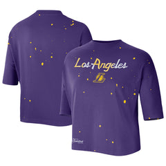 Los Angeles Lakers Women's Courtside Splatter Cropped T-Shirt Purple | Nike
