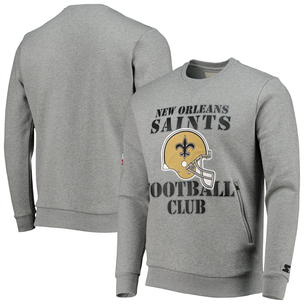 New Orleans Saints Starter Locker Room Throwback End Zone Pullover Sweatshirt Gray