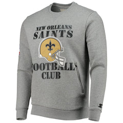 New Orleans Saints Starter Locker Room Throwback End Zone Pullover Sweatshirt Gray