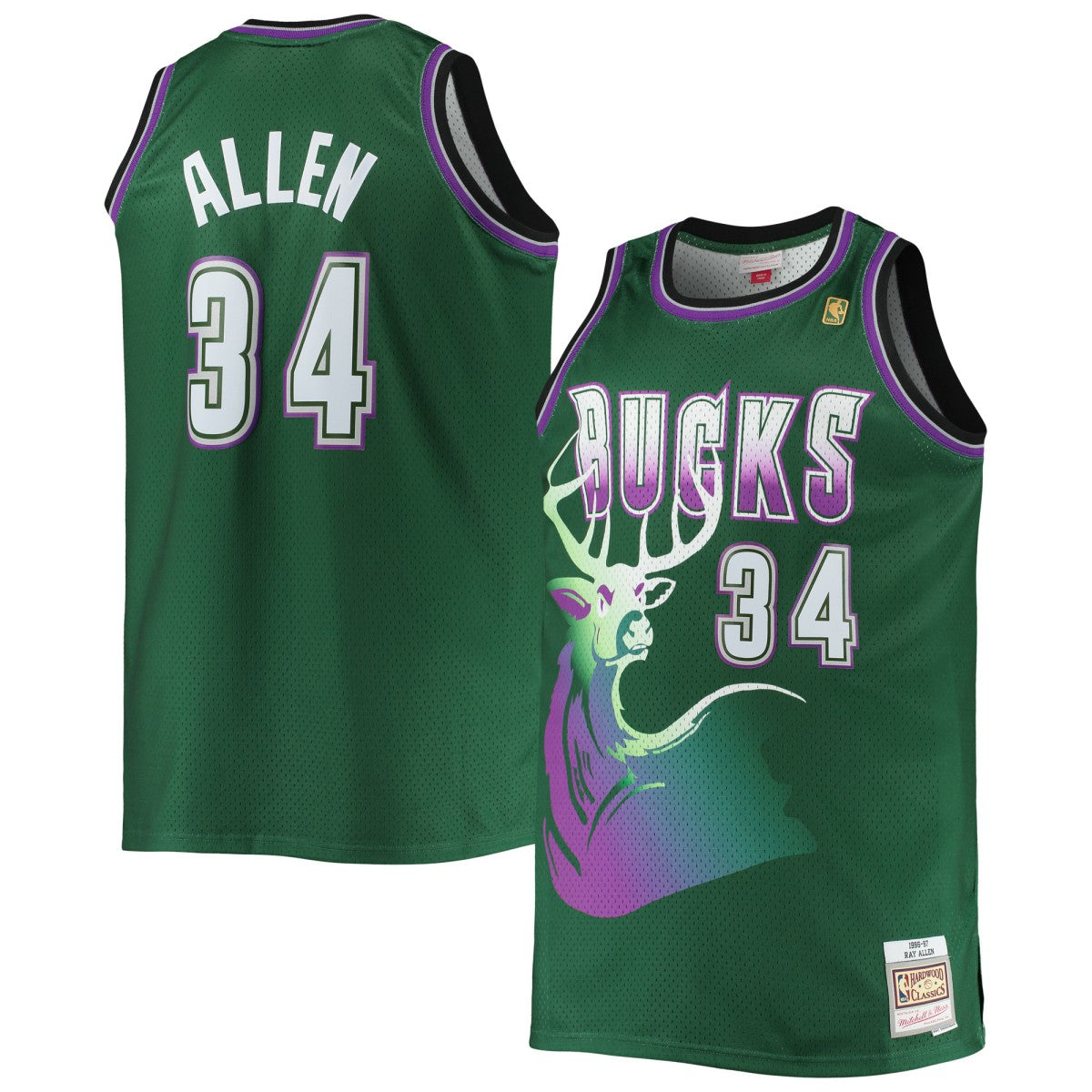 Ray Allen Milwaukee Bucks Big & Tall 1996/97 Hardwood Classics Swingman Jersey Hunter Green | Mitchell & Ness