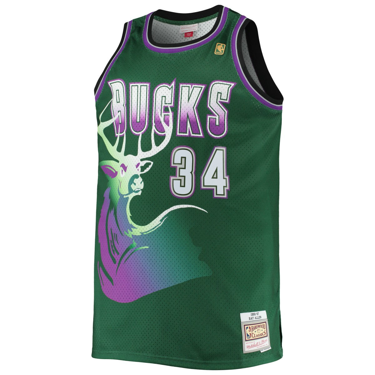 Ray Allen Milwaukee Bucks Big & Tall 1996/97 Hardwood Classics Swingman Jersey Hunter Green | Mitchell & Ness