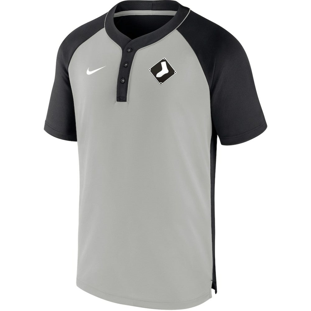 Chicago White Sox Nike City Plate Performance Henley Raglan T-Shirt - Black/Silver - Nike Sale