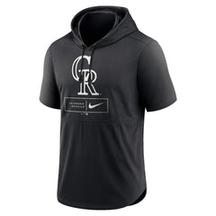 Colorado Rockies Nike Lockup Performance Short Sleeve Lightweight Hooded Top - Black - Nike Lifestyle