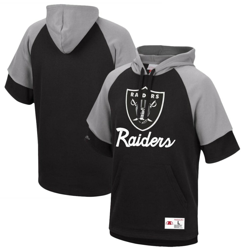 Mitchell & Ness Las Vegas Raiders Home Advantage Raglan Short Sleeve Pullover Hoodie Black