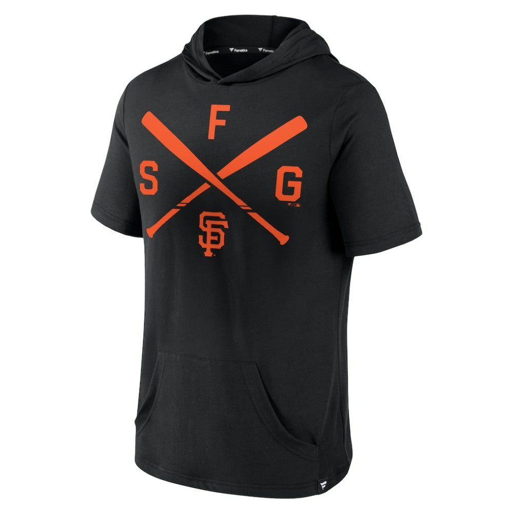 San Francisco Giants Fanatics Iconic Rebel Short Sleeve Hooded Top - Black - Fanatics Lifestyle