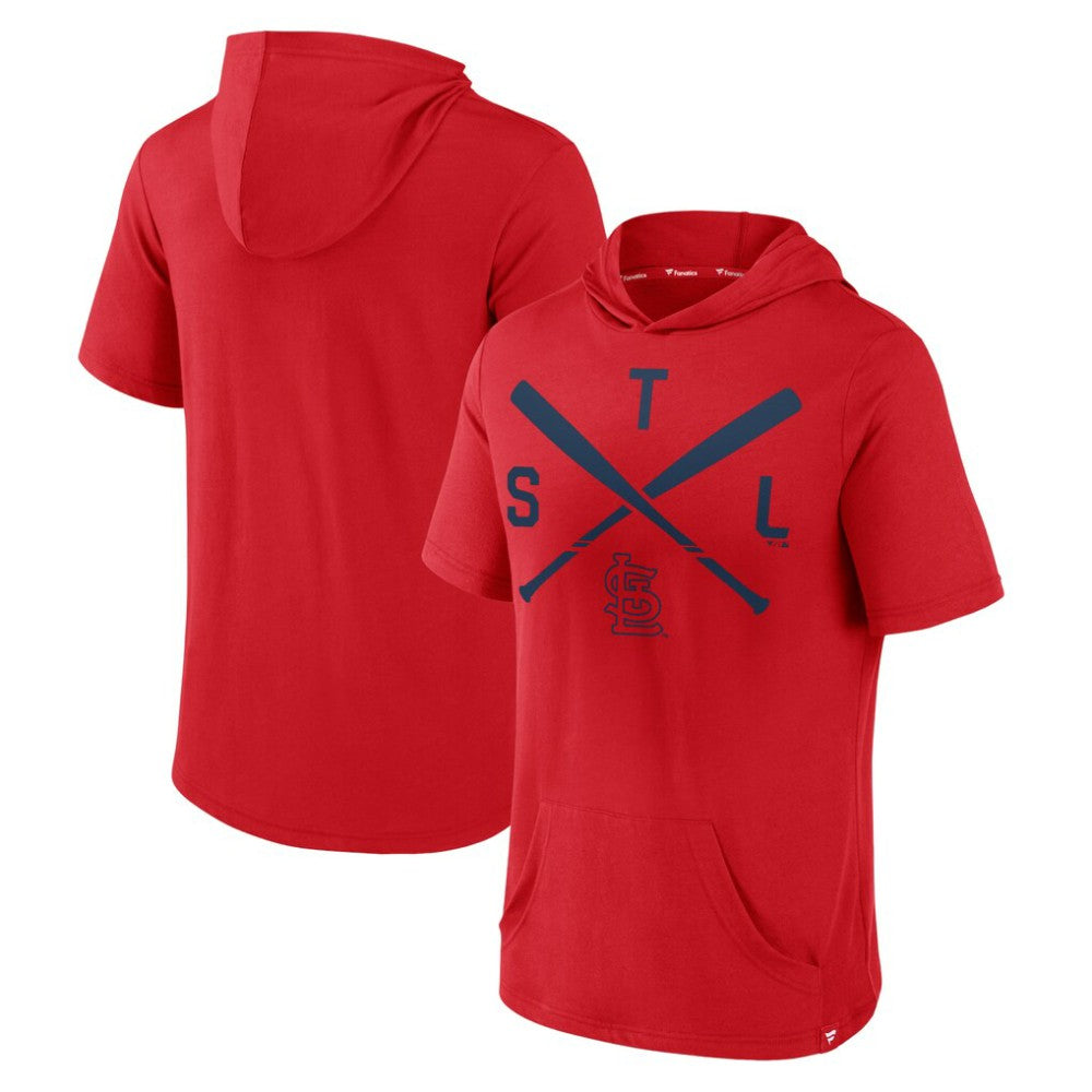 St. Louis Cardinals Fanatics Iconic Rebel Short Sleeve Hooded Top - Red - Fanatics Discount