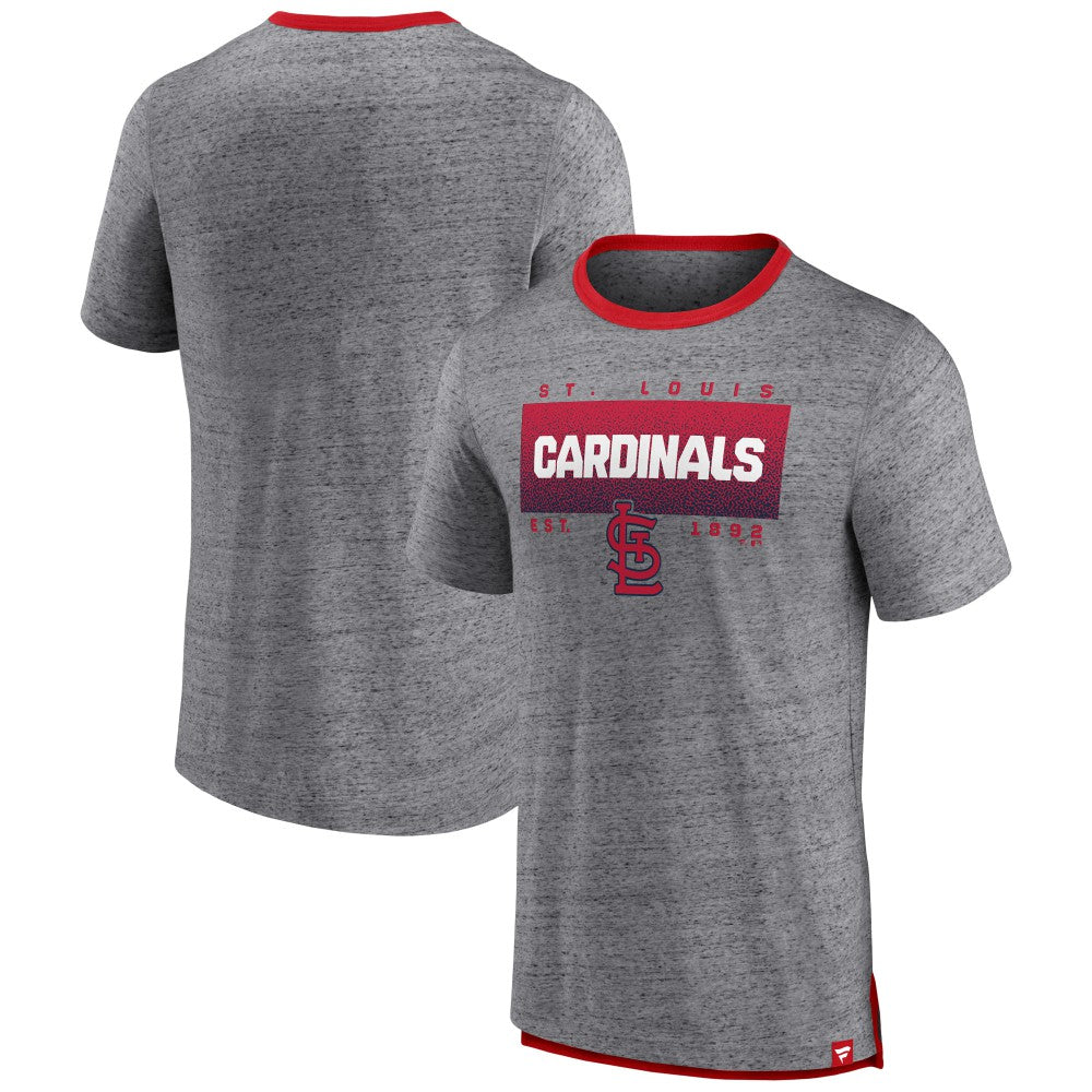 St. Louis Cardinals Fanatics Iconic Team Element Speckled Ringer T-Shirt - Heathered Gray - Fanatics Lifestyle