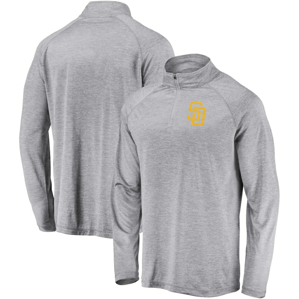 San Diego Padres Fanatics Primary Logo Quarter-Zip Raglan Jacket - Gray - Fanatics Lifestyle