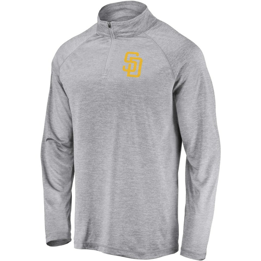 San Diego Padres Fanatics Primary Logo Quarter-Zip Raglan Jacket - Gray - Fanatics Lifestyle