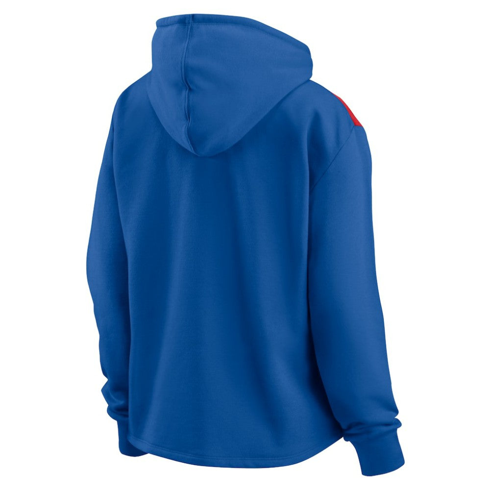 Chicago Cubs Fanatics Women's Iconic Overslide Color-Block Quarter-Zip Hoodie - Royal - Fanatics Online