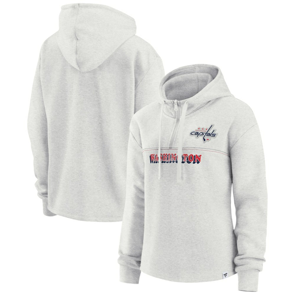 Washington Capitals Fanatics Women's True Classics Legacy Quarter-Zip Hoodie - Ash - NHL 4370589