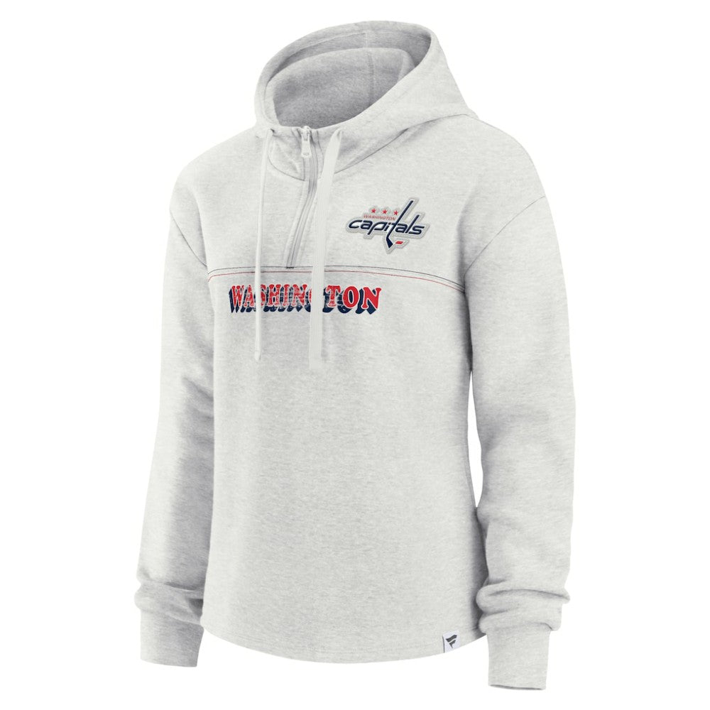 Washington Capitals Fanatics Women's True Classics Legacy Quarter-Zip Hoodie - Ash - NHL 4370589