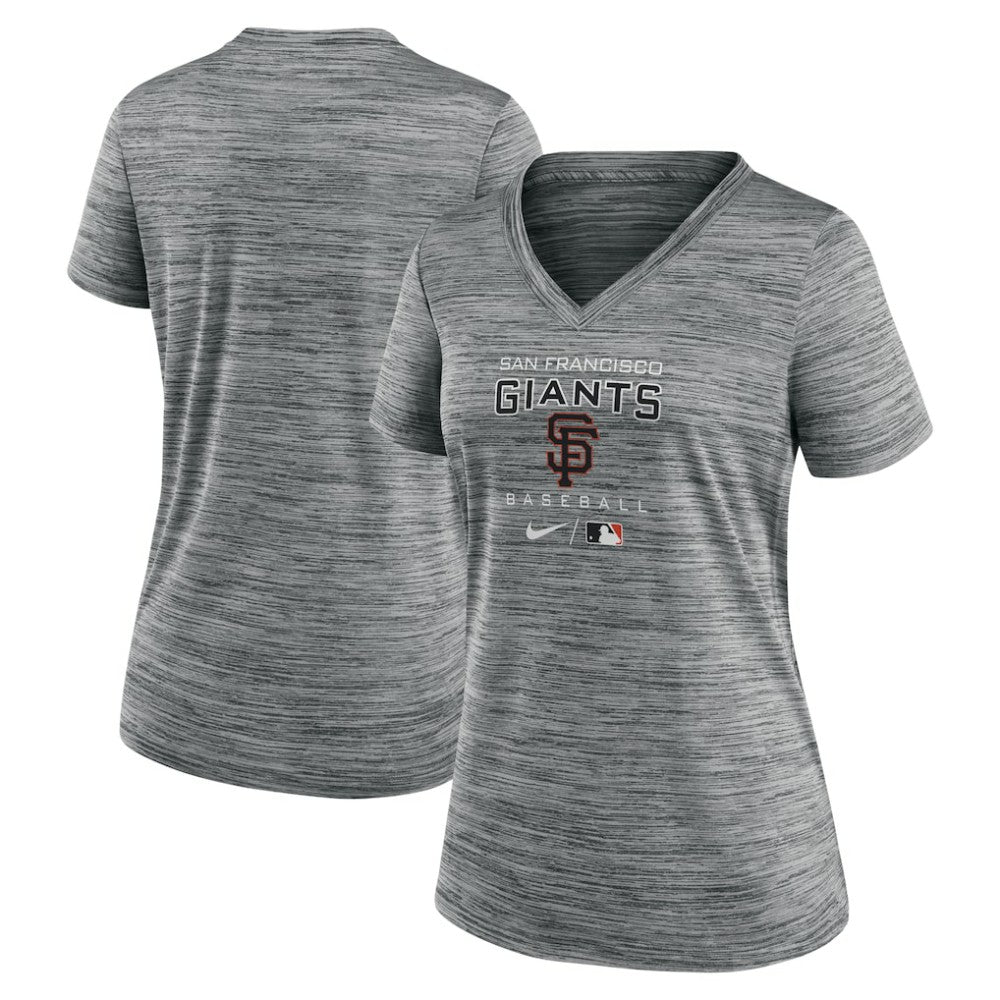 San Francisco Giants Nike Women's Authentic Collection Velocity Performance V-Neck T-Shirt - Anthracite - Nike Discount