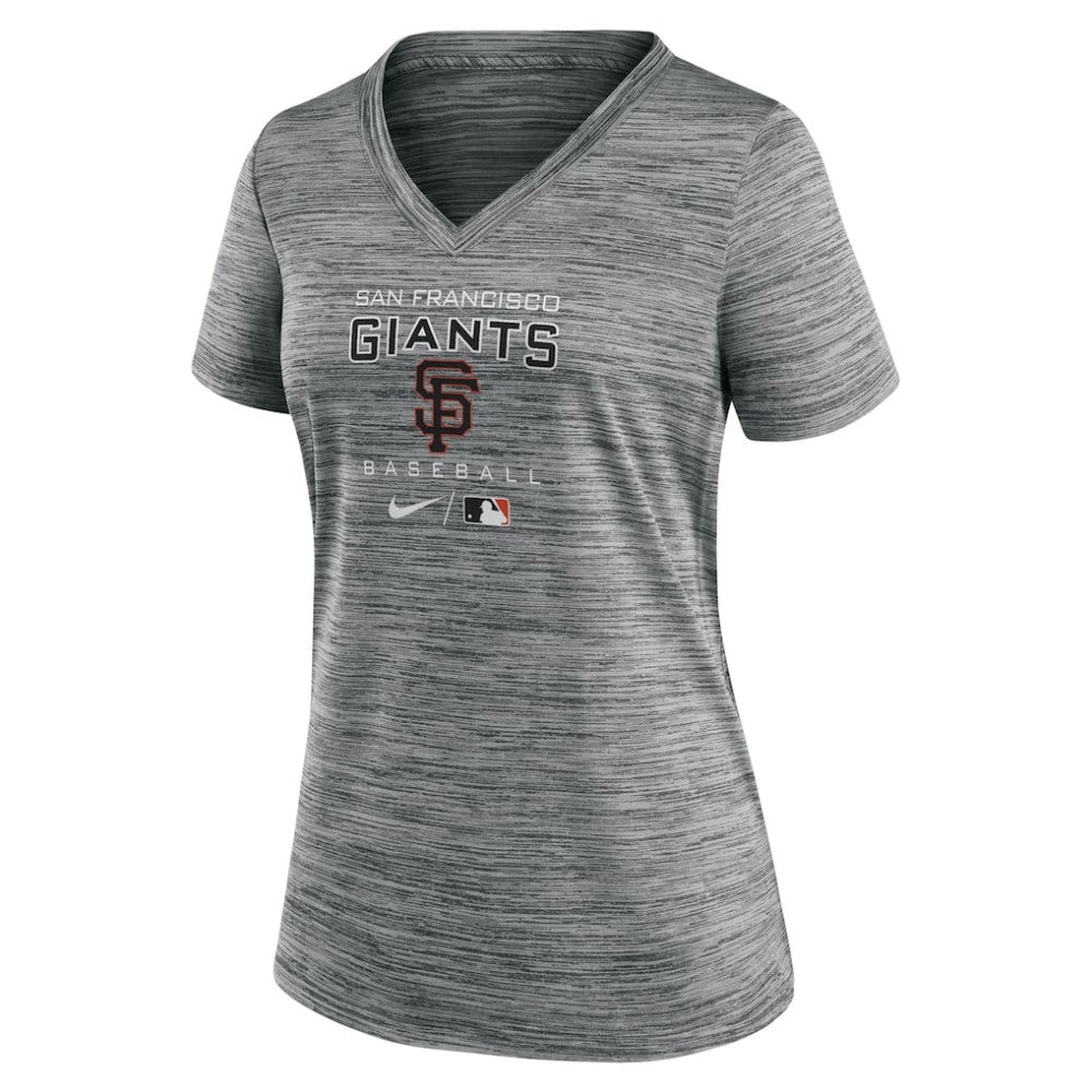 San Francisco Giants Nike Women's Authentic Collection Velocity Performance V-Neck T-Shirt - Anthracite - Nike Discount