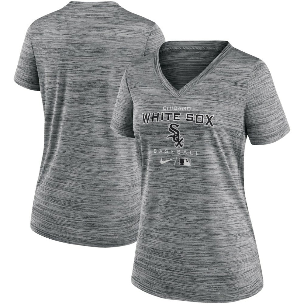 Chicago White Sox Nike Women's Authentic Collection Velocity Performance V-Neck T-Shirt - Anthracite - Nike Online
