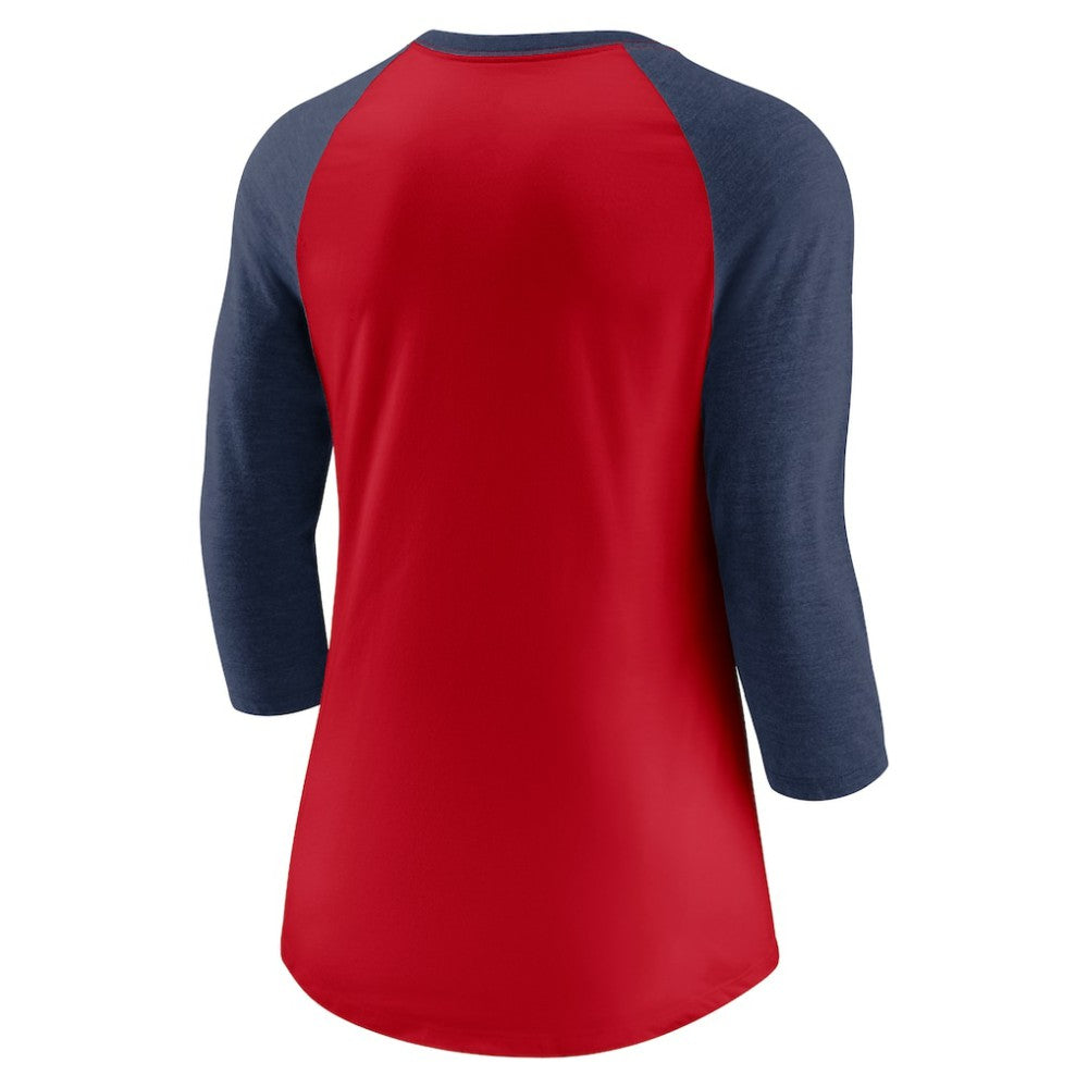 Washington Nationals Nike Women's Modern Baseball Arch Tri-Blend Raglan 3/4-Sleeve T-Shirt - Red/Navy - Nike Discount