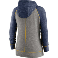 Milwaukee Brewers Nike Women's Split Wordmark Gym Vintage Raglan Lightweight Full-Zip Hoodie - Heather Charcoal/Heather Navy - Nike Lifestyle
