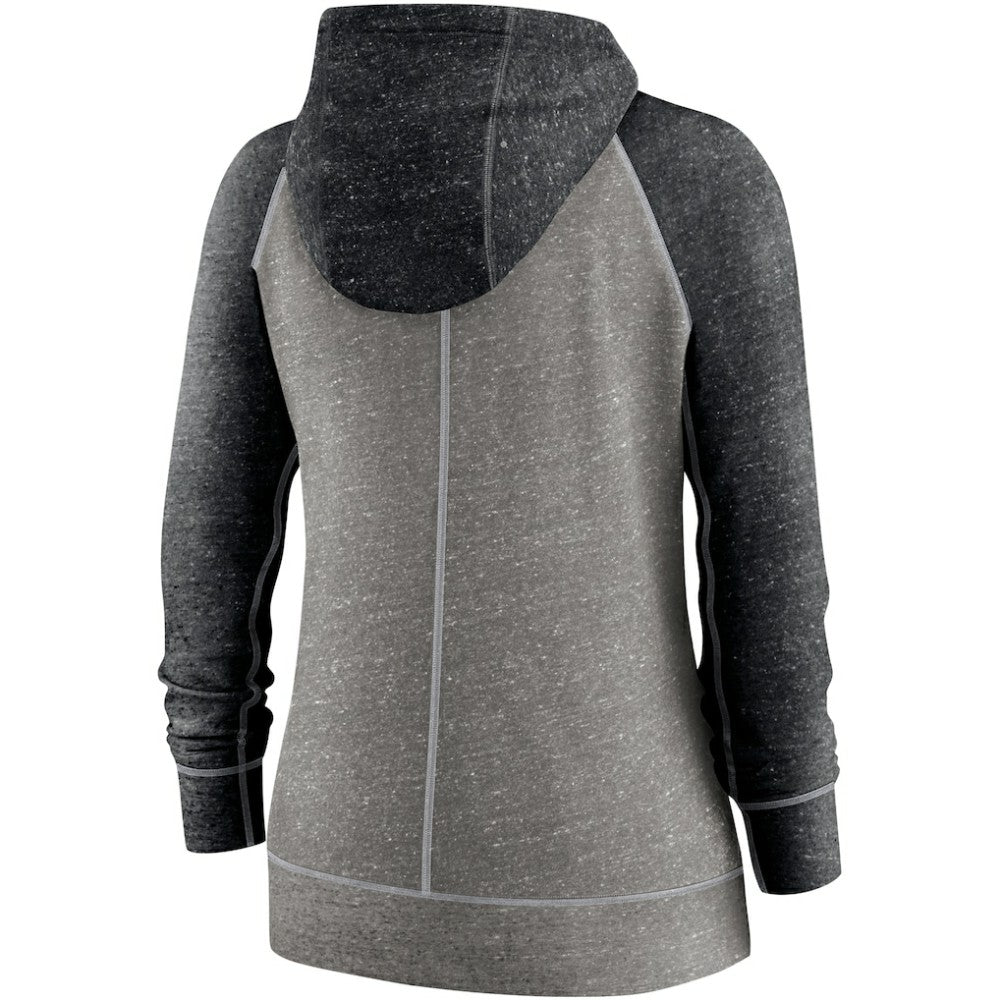 Chicago White Sox Nike Women's Split Wordmark Gym Vintage Raglan Lightweight Full-Zip Hoodie - Heather Charcoal/Heather Black - Nike on Sale