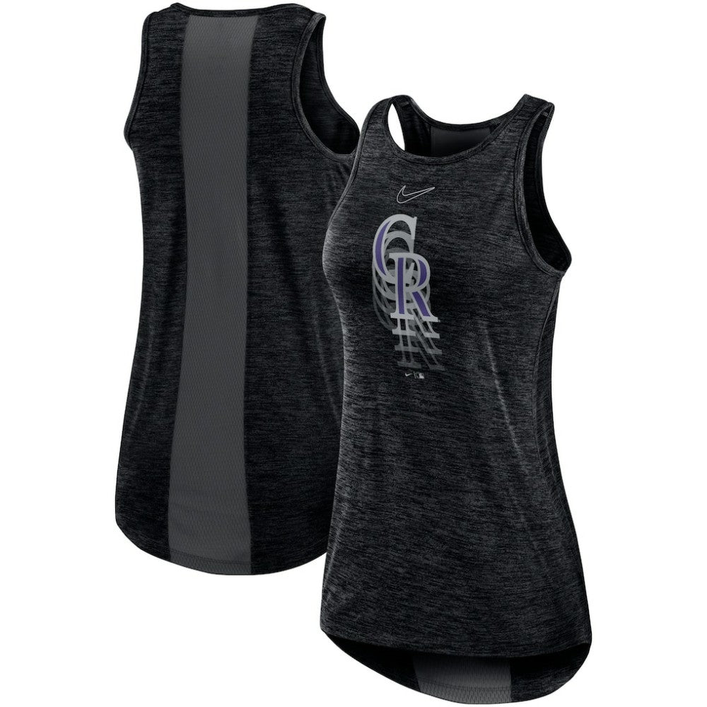 Colorado Rockies Nike Women's Logo Fade High Neck Performance Tank Top - Black - Nike Lifestyle