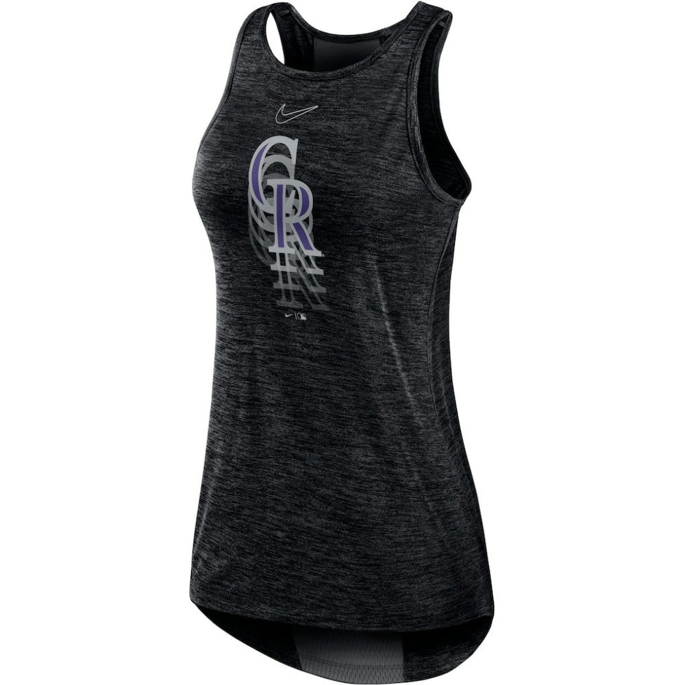 Colorado Rockies Nike Women's Logo Fade High Neck Performance Tank Top - Black - Nike Lifestyle