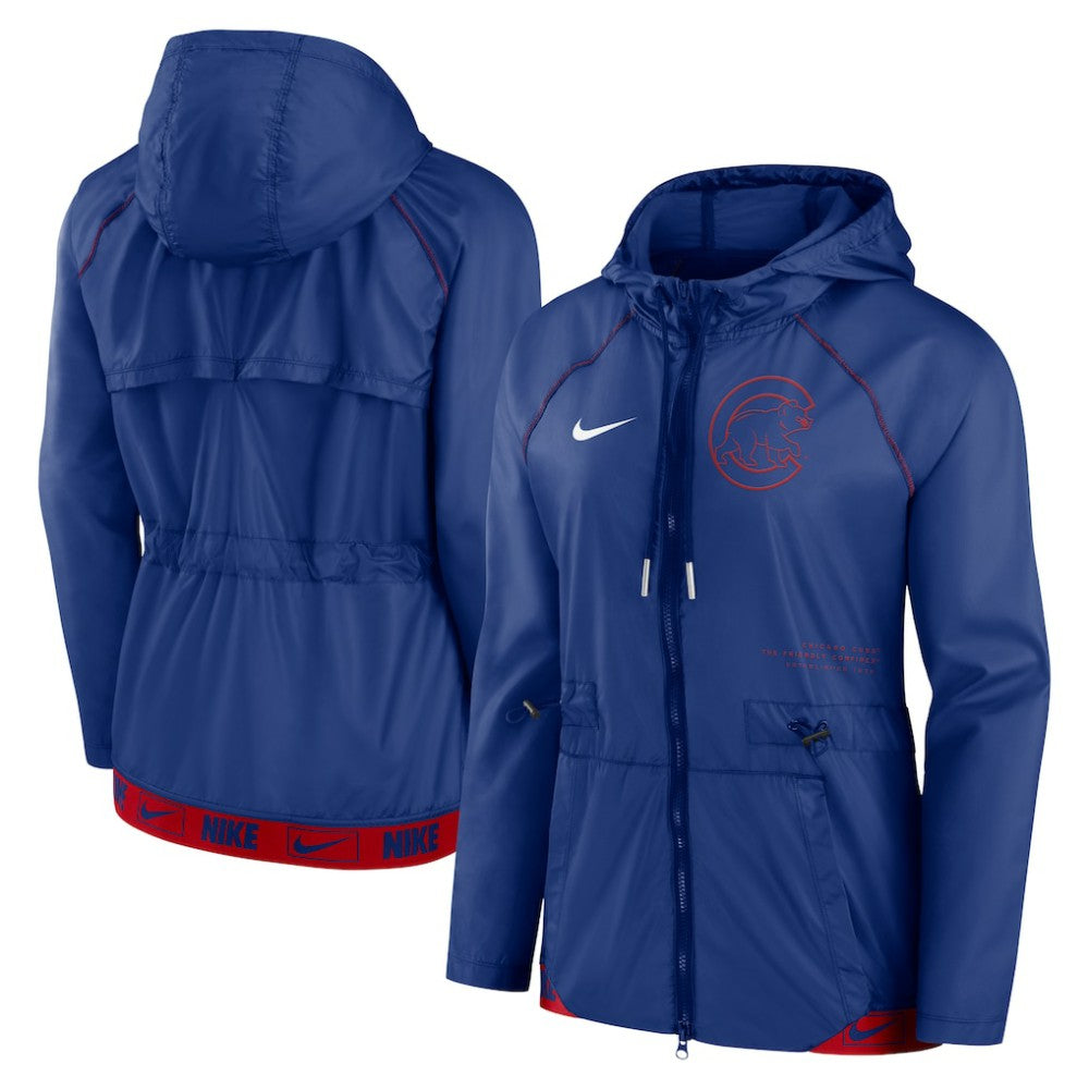 Chicago Cubs Nike Women's Statement Raglan Full-Zip Hoodie Jacket - Royal/Red - Nike on Sale