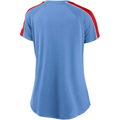 St. Louis Cardinals Fanatics Women's Light Blue/Red True Classic League Diva Pinstripe Raglan V-Neck T-Shirt - Fanatics Discount