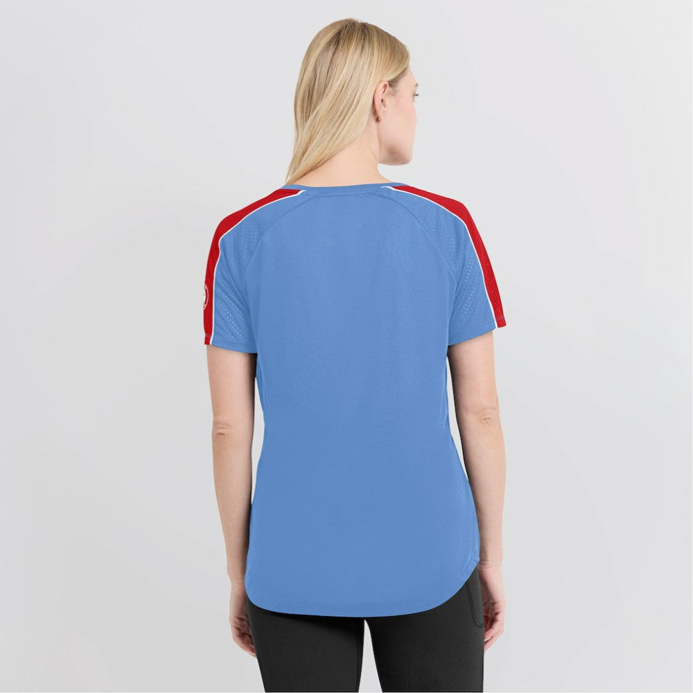 St. Louis Cardinals Fanatics Women's Light Blue/Red True Classic League Diva Pinstripe Raglan V-Neck T-Shirt - Fanatics Discount