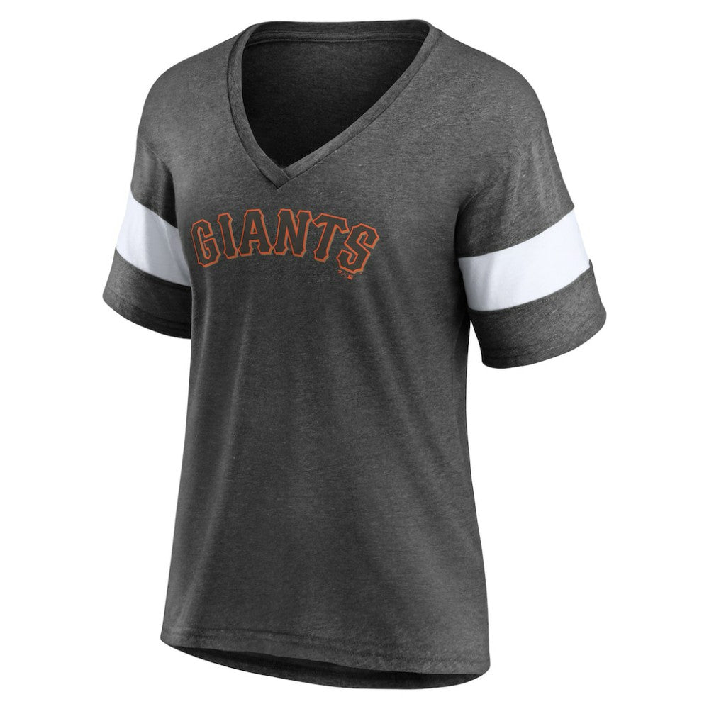 San Francisco Giants Fanatics Women's Wordmark V-Neck Tri-Blend T-Shirt - Heathered Charcoal - Fanatics Discount