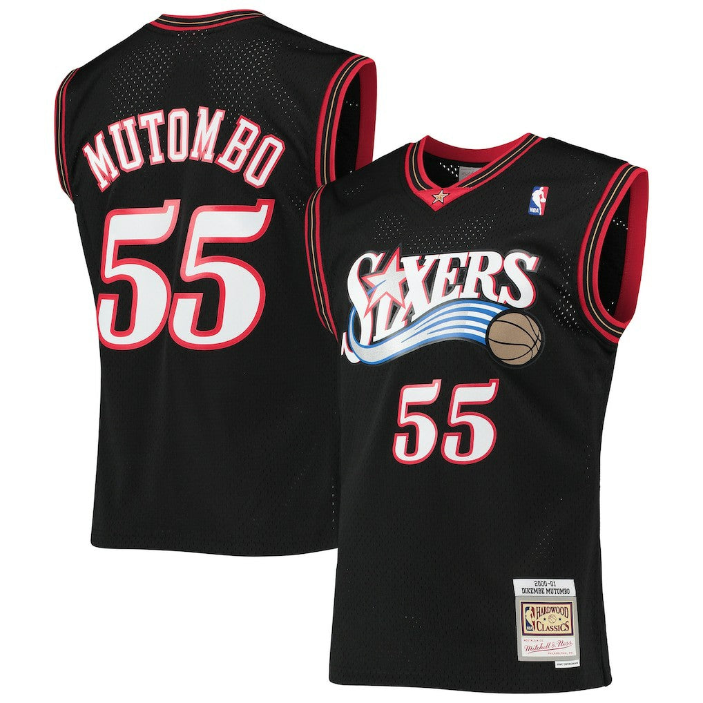 Dikembe Mutombo Philadelphia 76ers Hardwood Classics Swingman Jersey Black | Mitchell & Ness Lifestyle