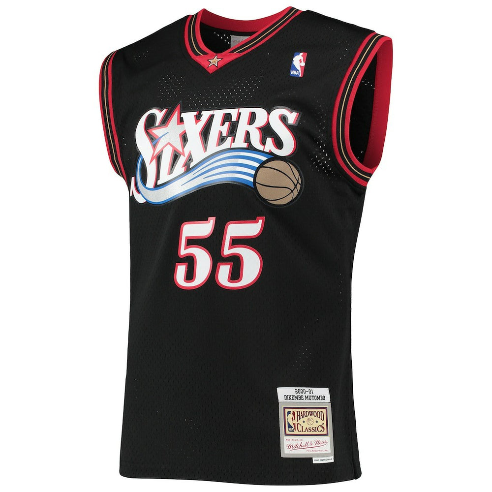 Dikembe Mutombo Philadelphia 76ers Hardwood Classics Swingman Jersey Black | Mitchell & Ness Lifestyle