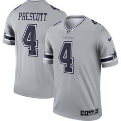 Nike Dak Prescott Dallas Cowboys Inverted Legend Player Performance Top Gray
