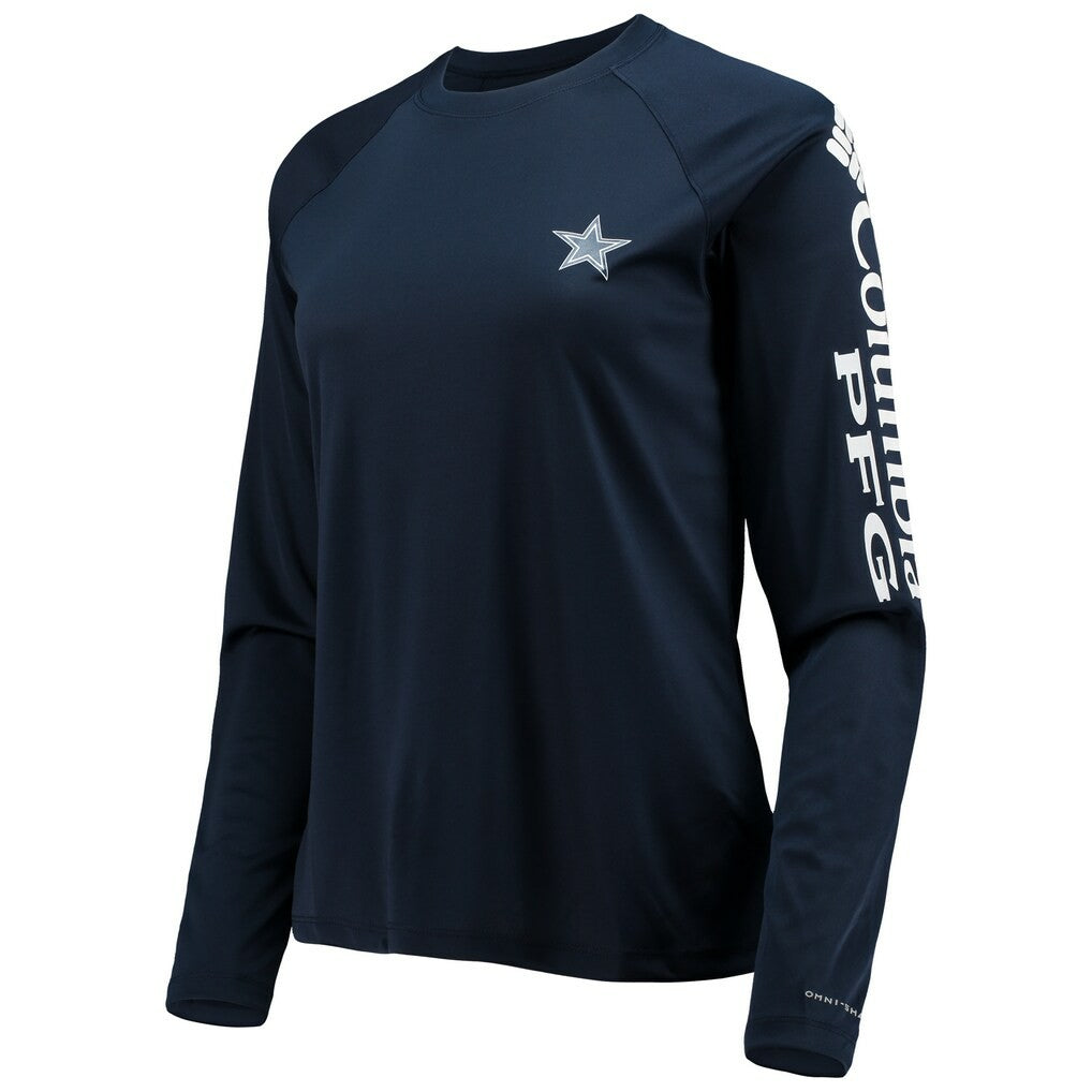 Columbia Dallas Cowboys Women's Tidal Omni-Shade Raglan Long Sleeve T-Shirt Navy/White