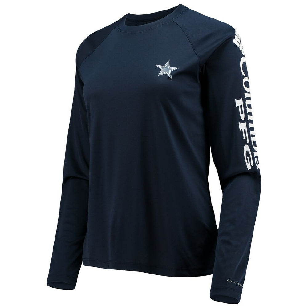 Columbia Dallas Cowboys Women's Tidal Omni-Shade Raglan Long Sleeve T-Shirt Navy/White