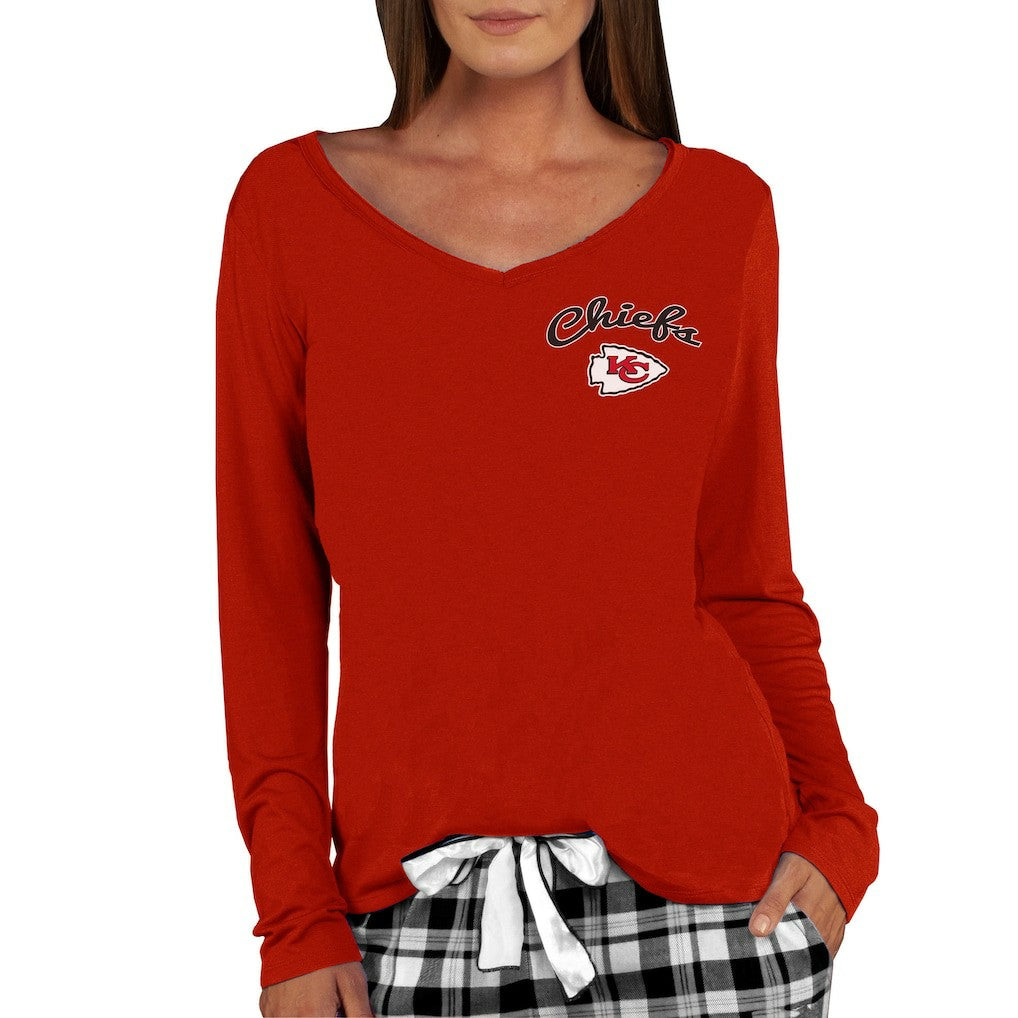 Kansas City Chiefs Concepts Sport Women's Marathon Knit Long Sleeve Lightweight V-Neck Lounge Top Red