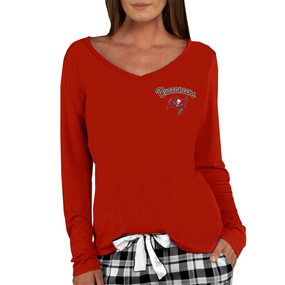 Tampa Bay Buccaneers Concepts Sport Women's Marathon Knit Long Sleeve Lightweight V-Neck Lounge Top Red