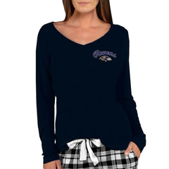 Baltimore Ravens Concepts Sport Women's Marathon Knit Long Sleeve Lightweight V-Neck Lounge Top Black