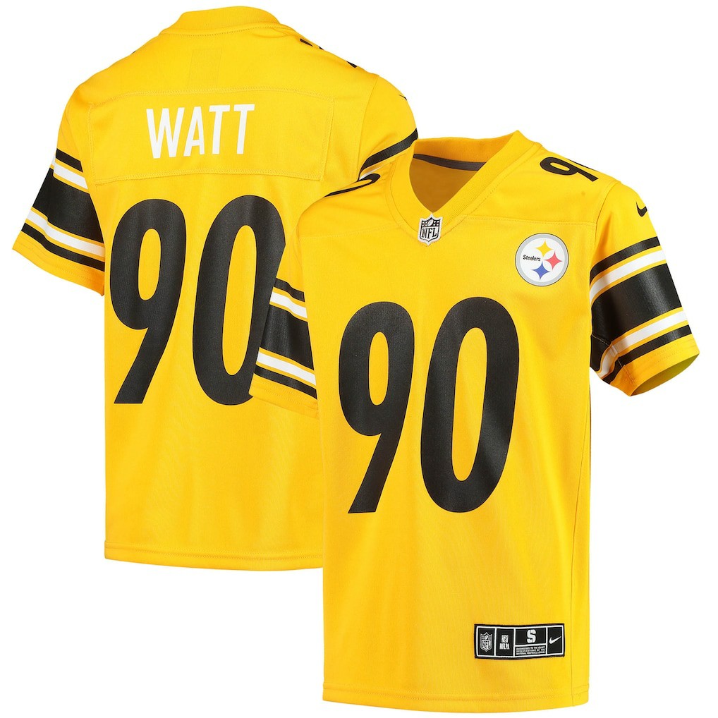 Nike T.J. Watt Pittsburgh Steelers Youth Inverted Team Game Jersey Gold