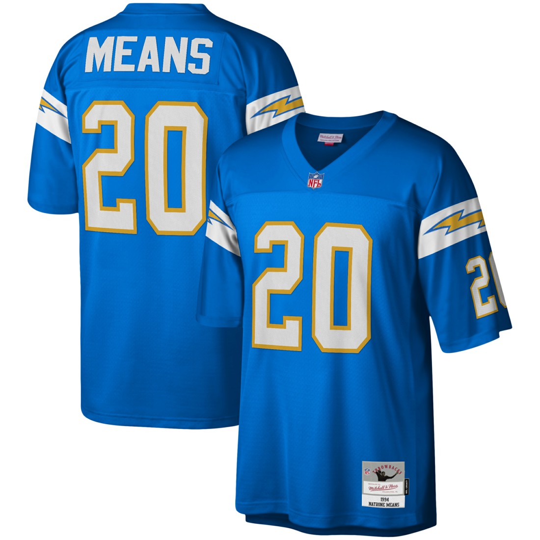 Mitchell & Ness Natrone Means Los Angeles Chargers Legacy Replica Jersey Powder Blue