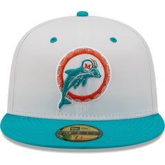 Miami Dolphins New Era Flipside 2Tone 59FIFTY Fitted Hat White/Aqua