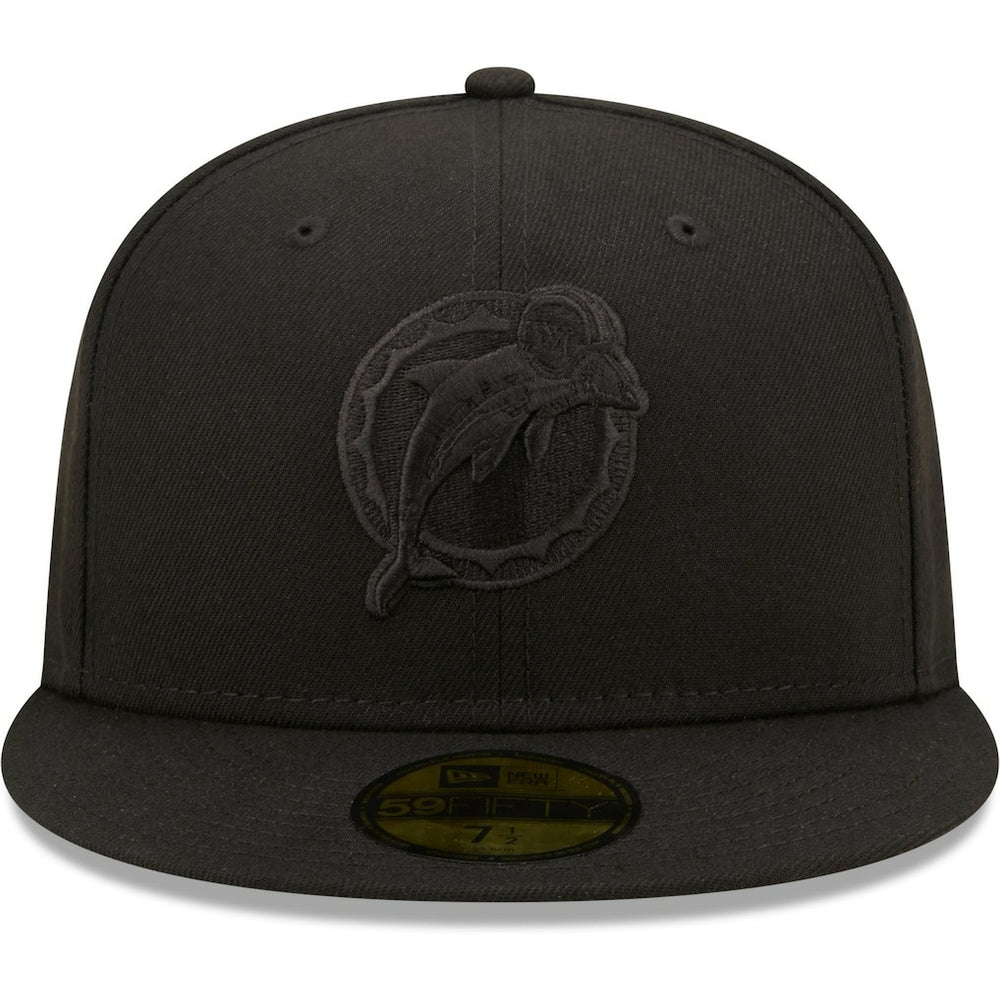 Miami Dolphins New Era Team Black on Black Alternate Logo 59FIFTY Fitted Hat
